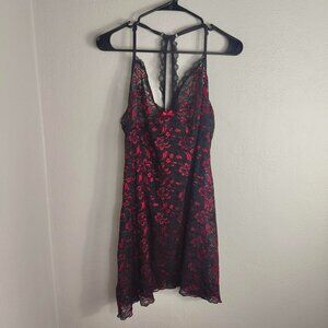 Apt 9 Black Red Lace Babydoll Lingerie Dress Floral Sexy Size XL